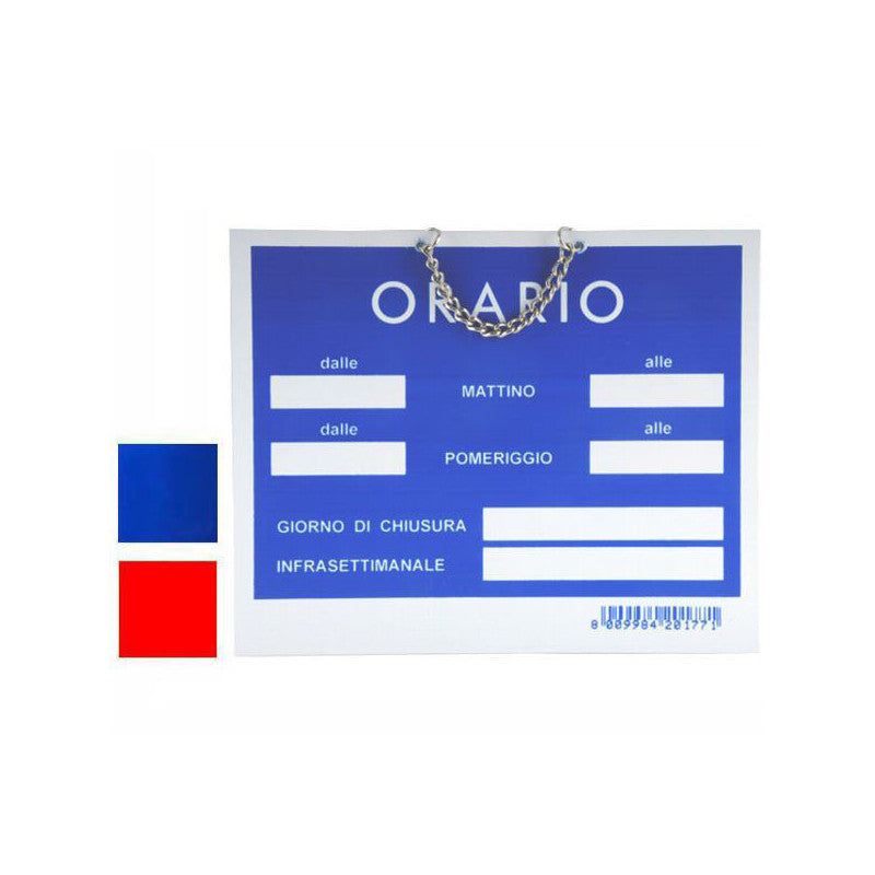 Cartello Orario Apertura Tempopol Rosso Cm 15X11