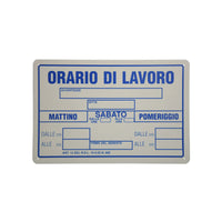 Cartello Orario Lavoro 30X 20 Plastica