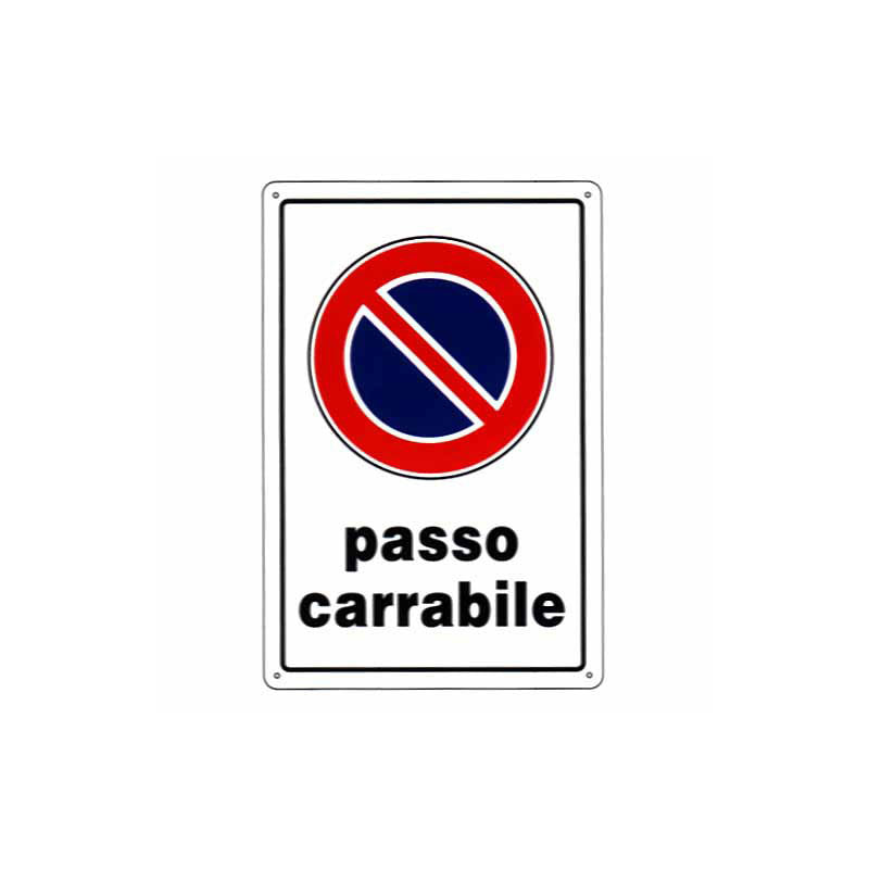 Cartello Passo Carrabile 20X 30 Plastica