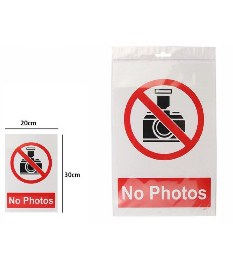 Cartello Segnaletico No Foto No Photos 30x20cm Targa Adesiva Avvertimento 71371         