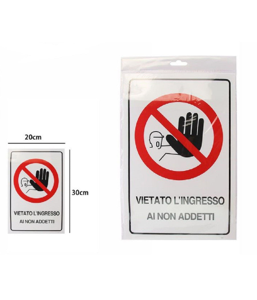 Cartello Segnaletico Vietato L'ingresso Ai Non Addetti 30x20cm Targa Adesiva 71370         