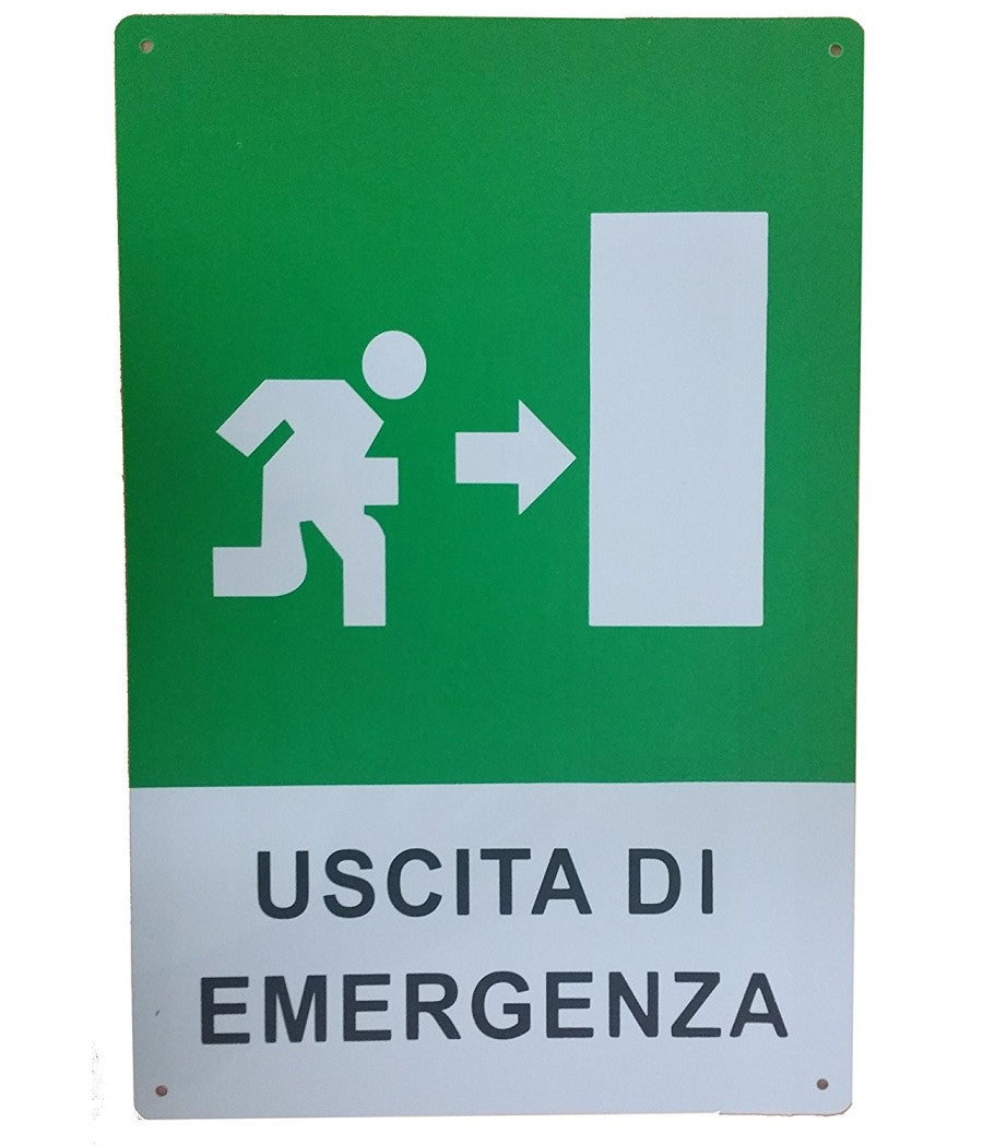 Cartello Uscita Di Emergenza Freccia A Destra Segnaletica Direzionale Sicurezza         