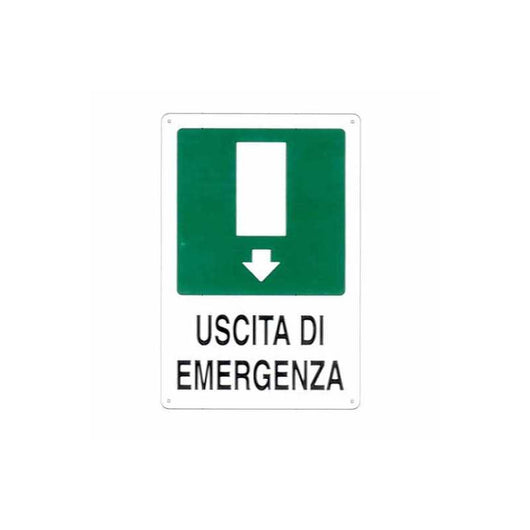 Cartello Uscita Emergenza Giu' 20X 30 Alluminio