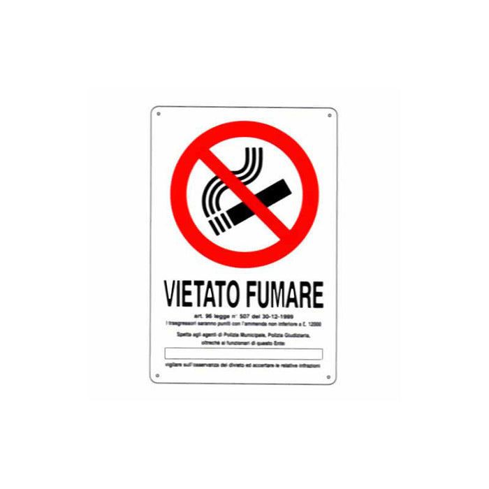 Cartello Vietato Fumare Dl 20X 30 Plastica