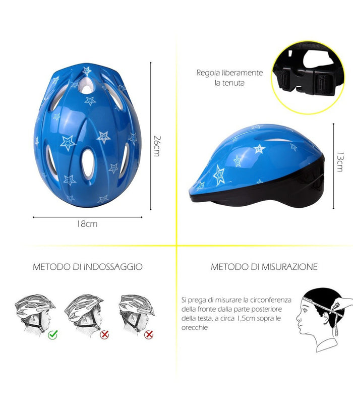 Casco Da Bambino Per Bici Bicicletta Con Chiusura Regolabile Vari Colori Xc-1691         