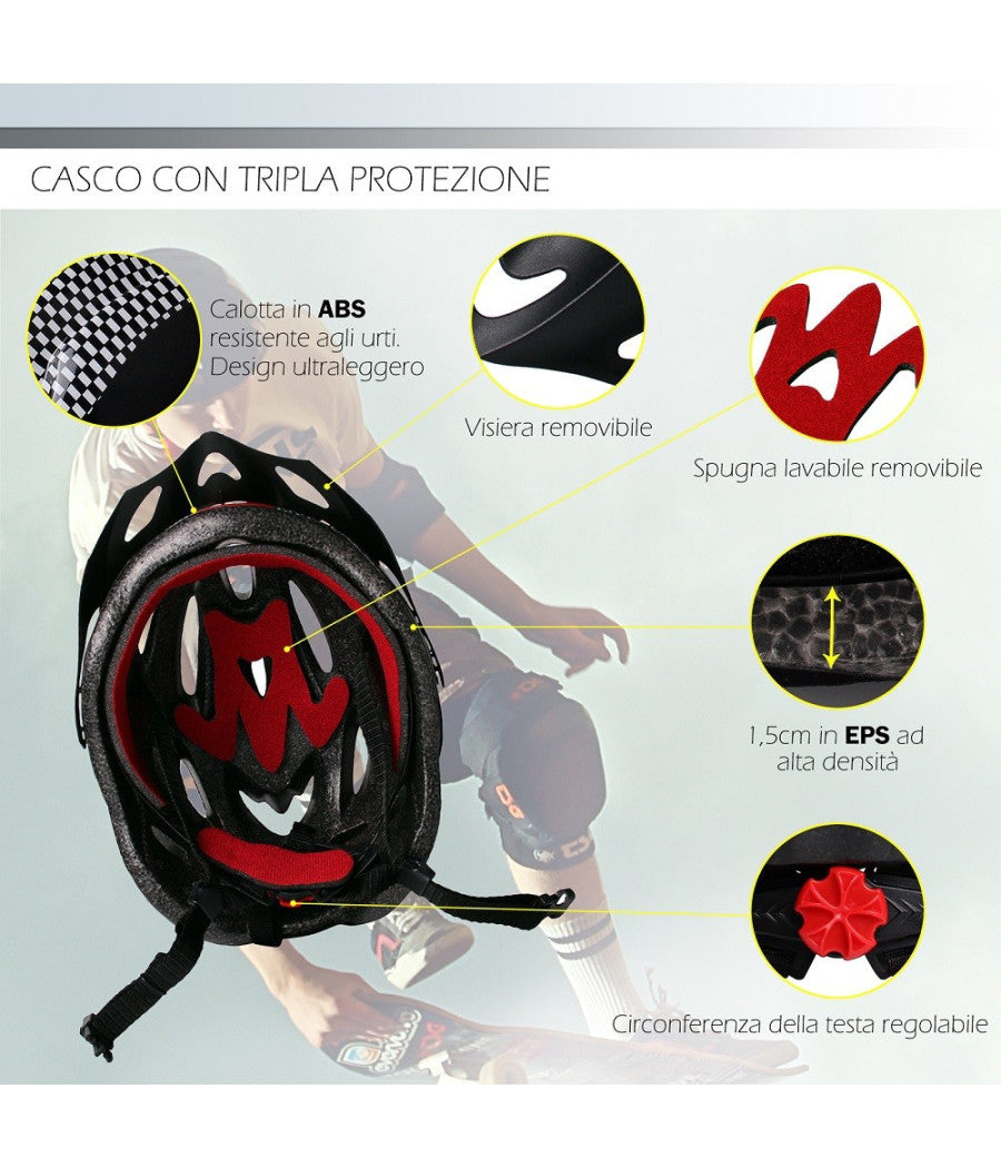 Casco Design Ultraleggero Con Visiera Rimovibile Regolatore Di Taglia Xc-1692         