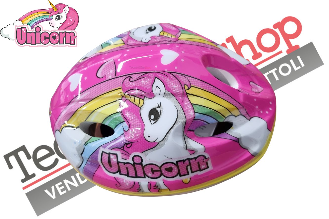 Casco Caschetto Bici Bambina Dino Bikes Unicorn Omologato Misura Regolabile