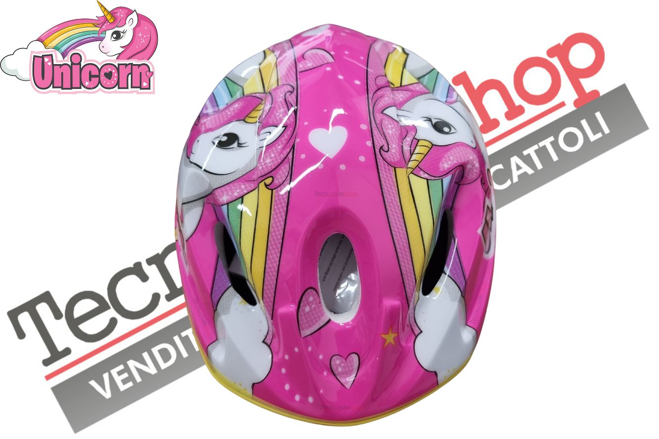 Casco Caschetto Bici Bambina Dino Bikes Unicorn Omologato Misura Regolabile