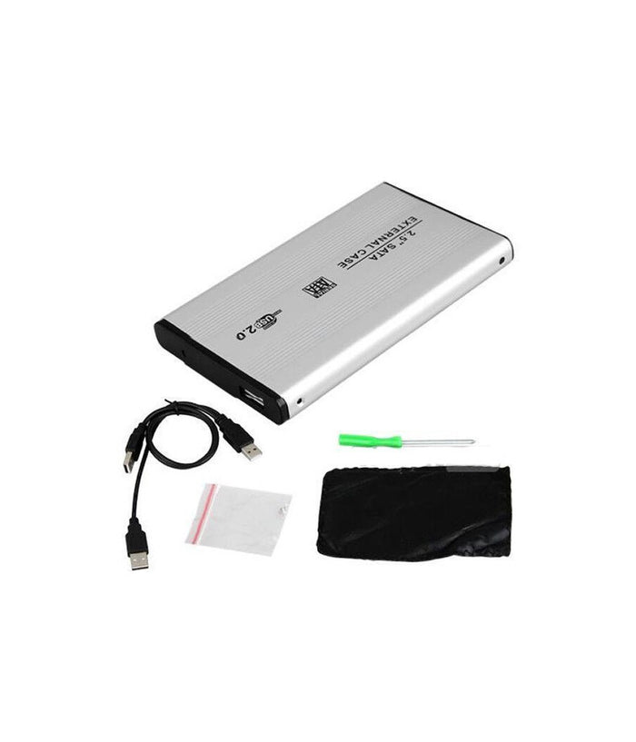 Case Box In Alluminio Per Hard Disk Esterno Ide 2.5 Con Usb 2.0 Custodia Hdd         