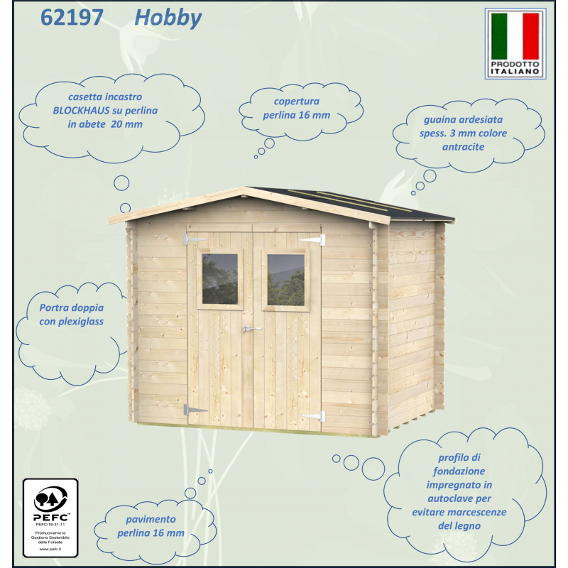 Casetta Bh19 Hobby Varie misure PSF pefc - Porta doppia 248x198 perlinato