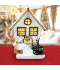 Casetta Con Soggetto Natalizio E Luci 3 Assortimenti 28cm Decorazioni Natalizie         