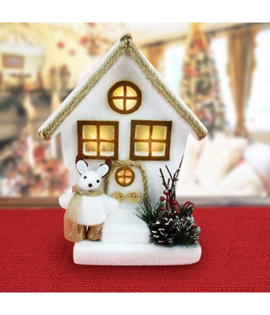 Casetta Con Soggetto Natalizio E Luci 3 Assortimenti 28cm Decorazioni Natalizie         