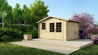 Casetta da giardino in legno - 11.70m2 - 3.90x3.00m - 34mm - colore: naturale - DOM561 - ALTANKA