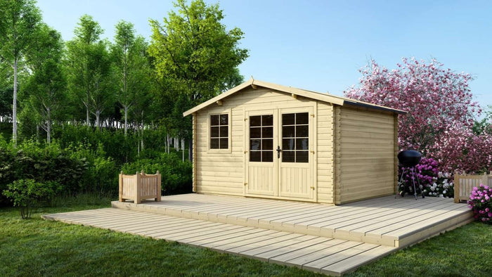 Casetta da giardino in legno - 11.70m2 - 3.90x3.00m - 34mm - colore: naturale - DOM561 - ALTANKA