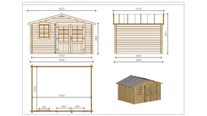 Casetta da giardino in legno - 11.70m2 - 3.90x3.00m - impregnata - 34mm - colore: marrone - DOM562 - ALTANKA