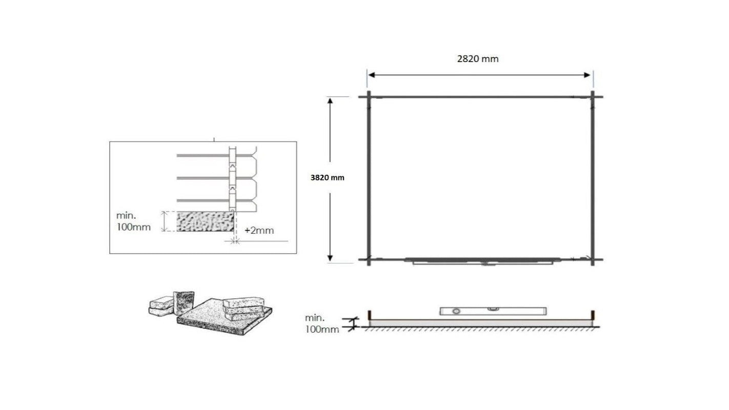 Casetta da giardino in legno - 12.00m2 - 3.00x4.00m - 28mm - colore: naturale - DOM661 - ALTANKA