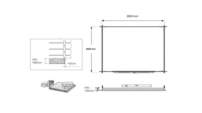 Casetta da giardino in legno - 12.00m2 - 3.00x4.00m - 28mm - colore: naturale - DOM661 - ALTANKA