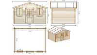 Casetta da giardino in legno - 12.00m2 - 4.00x3.00m - 28mm - colore: naturale - DOM137 - ALTANKA