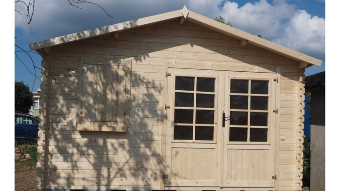 Casetta da giardino in legno - 12.00m2 - 4.00x3.00m - 28mm - colore: naturale - DOM124 - ALTANKA