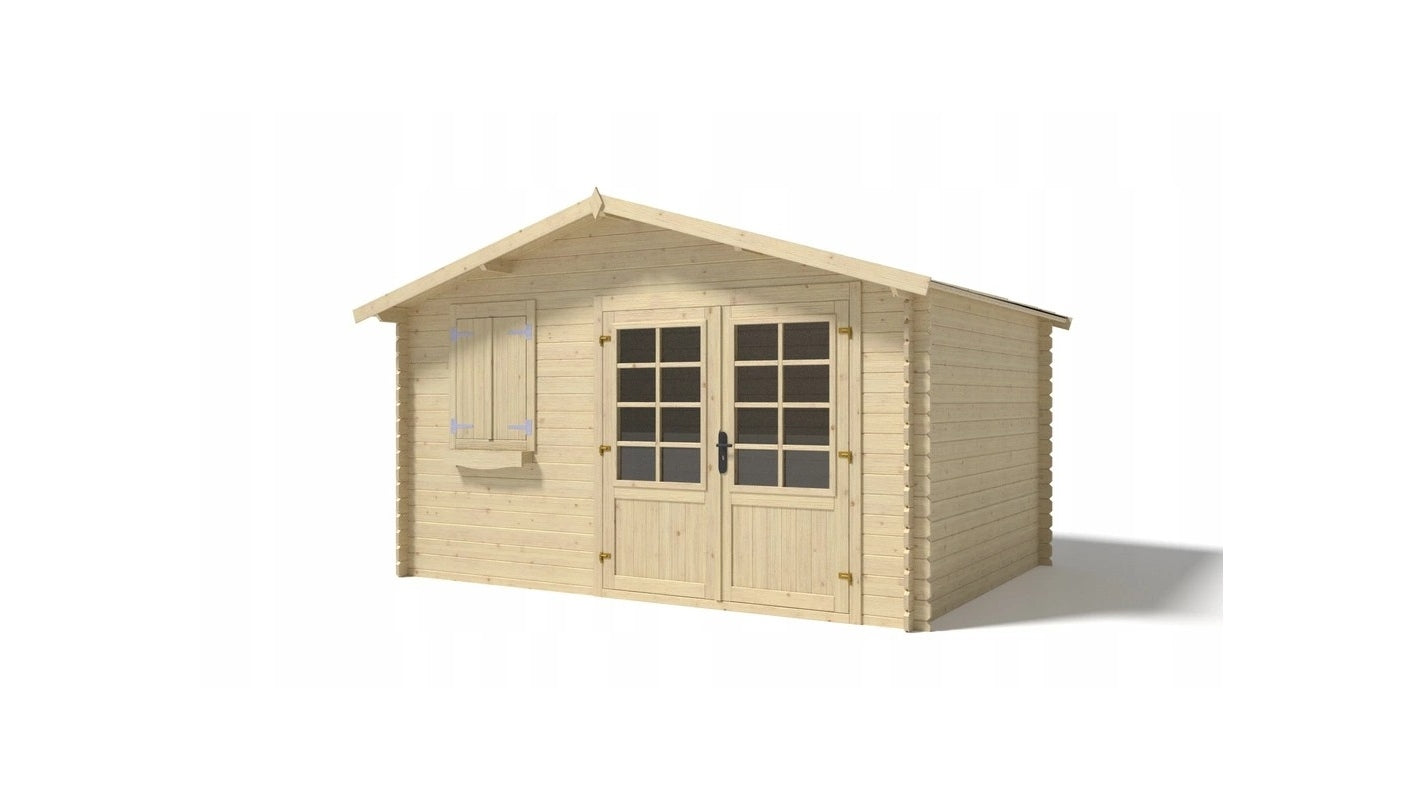 Casetta da giardino in legno - 12.00m2 - 4.00x3.00m - 28mm - colore: naturale - DOM124 - ALTANKA