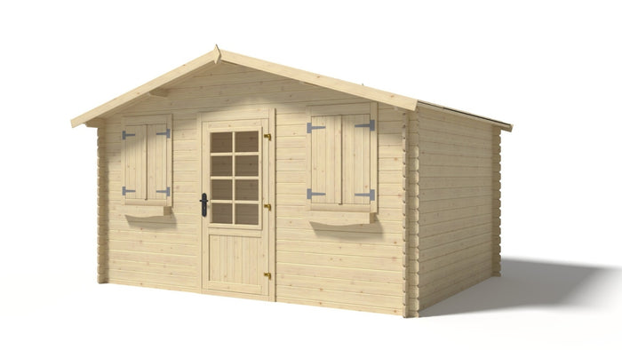 Casetta da giardino in legno - 12.00m2 - 4.00x3.00m - 28mm - colore: naturale - DOM137 - ALTANKA