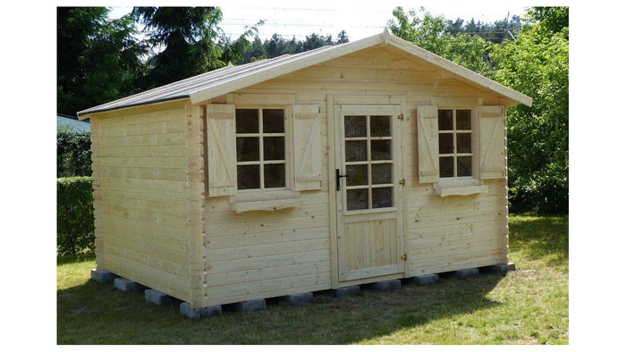 Casetta da giardino in legno - 12.00m2 - 4.00x3.00m - 28mm - colore: naturale - DOM137 - ALTANKA