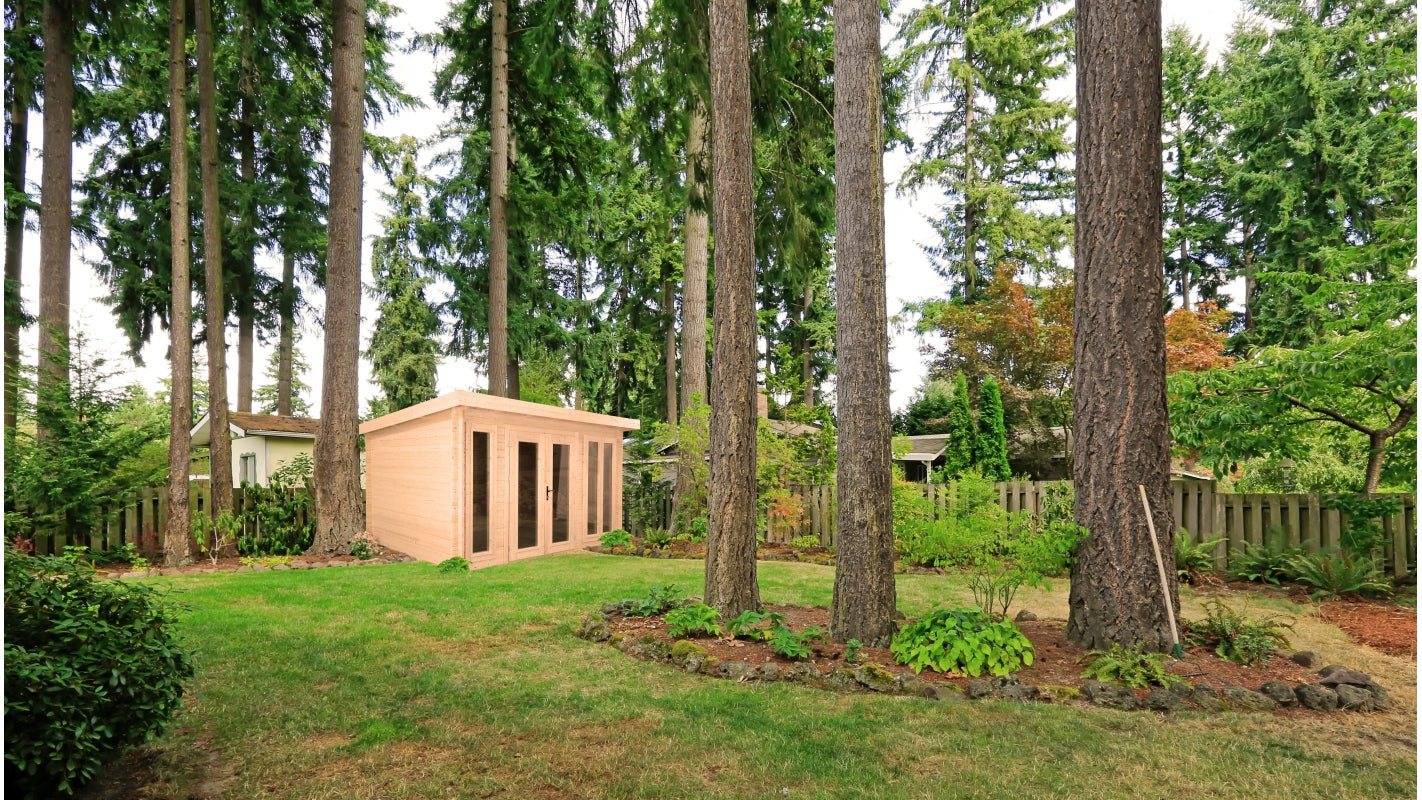 Casetta da giardino in legno - 12.00m2 - 4.00x3.00m - 34mm - colore: naturale - DOM652 - ALTANKA