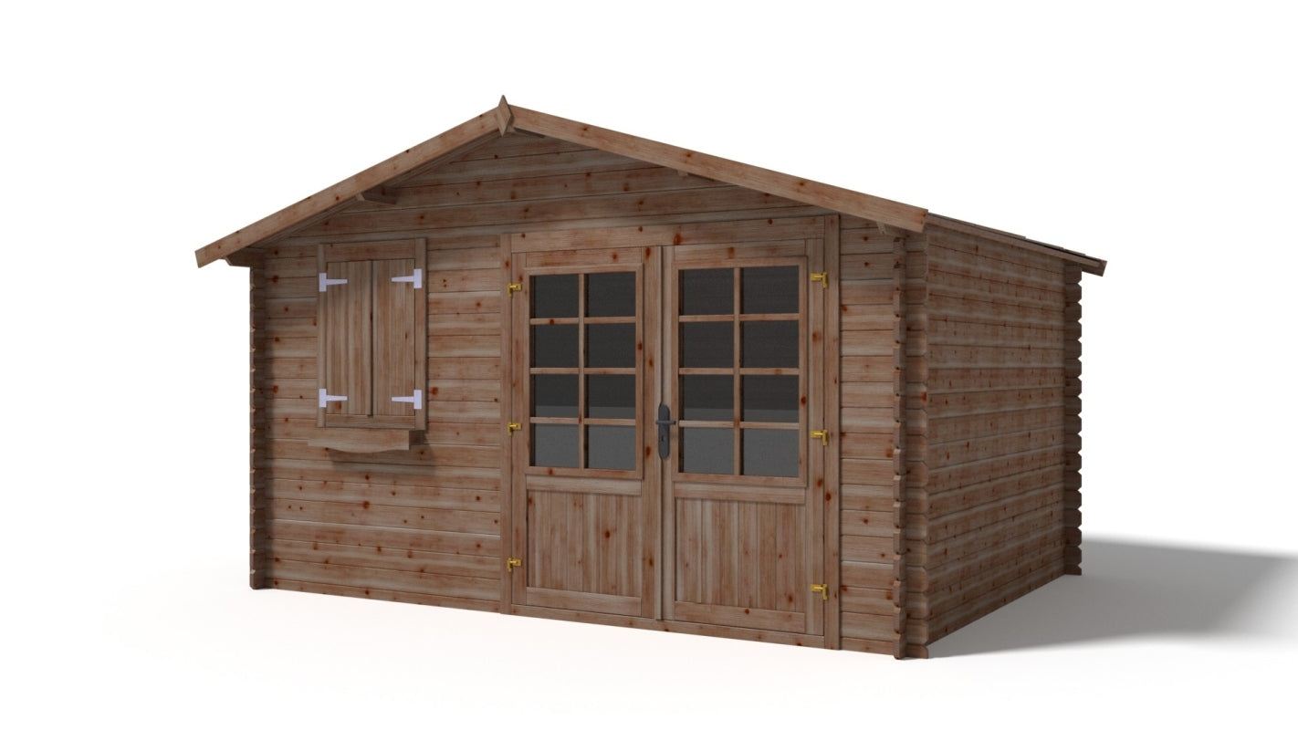 Casetta da giardino in legno - 12.00m2 - 4.00x3.00m - impregnata - 28mm - colore: marrone - DOM595 - ALTANKA