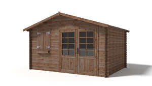 Casetta da giardino in legno - 12.00m2 - 4.00x3.00m - impregnata - 28mm - colore: marrone - DOM595 - ALTANKA
