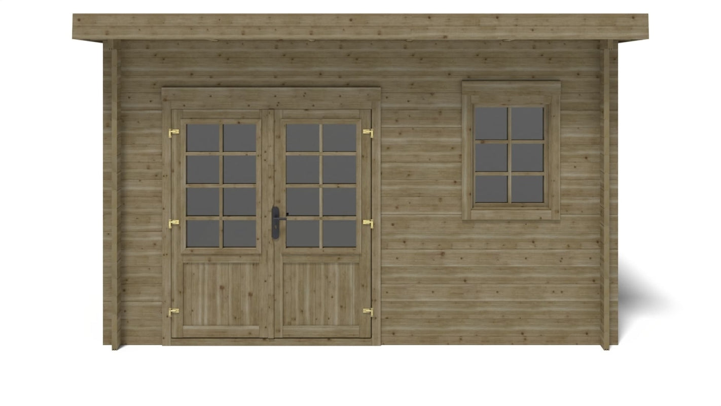Casetta da giardino in legno - 12.00m2 - 4.00x3.00m - impregnata - 40mm - colore: verde - DOM717 - ALTANKA