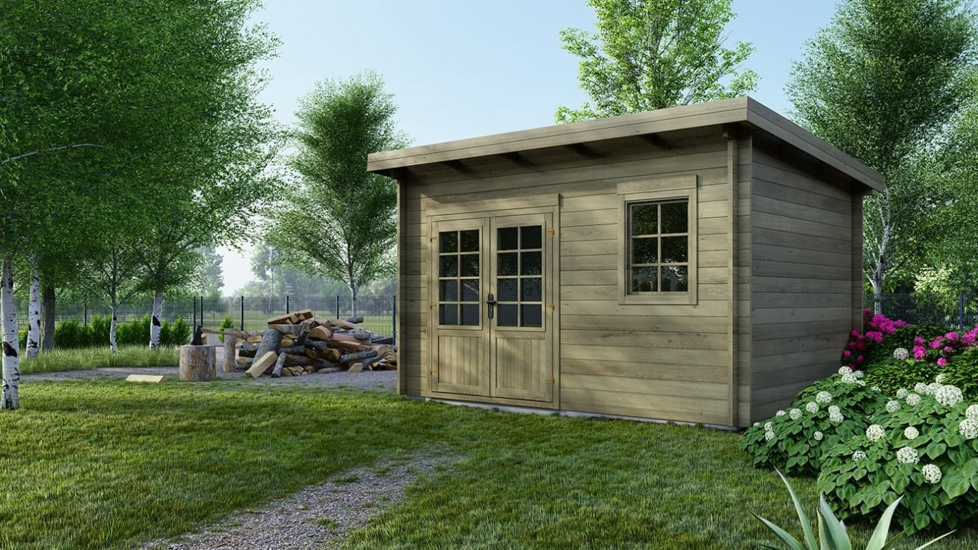 Casetta da giardino in legno - 12.00m2 - 4.00x3.00m - impregnata - 40mm - colore: verde - DOM717 - ALTANKA