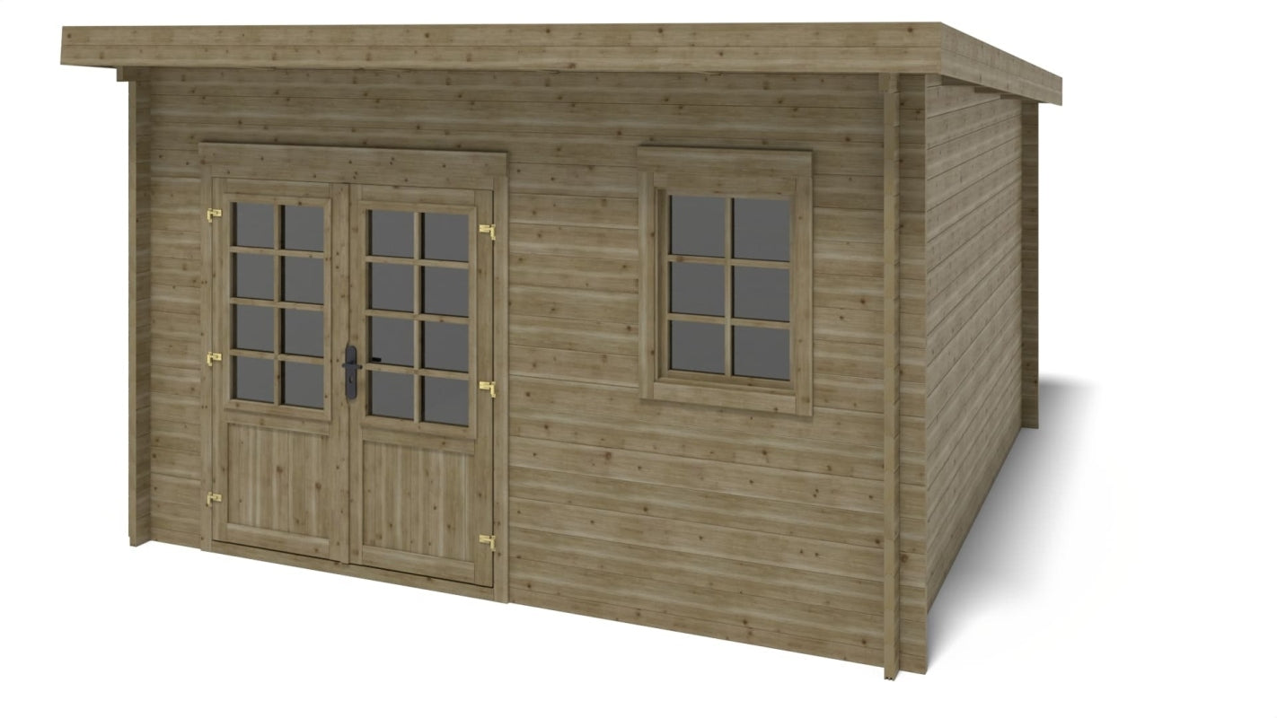 Casetta da giardino in legno - 12.00m2 - 4.00x3.00m - impregnata - 40mm - colore: verde - DOM717 - ALTANKA