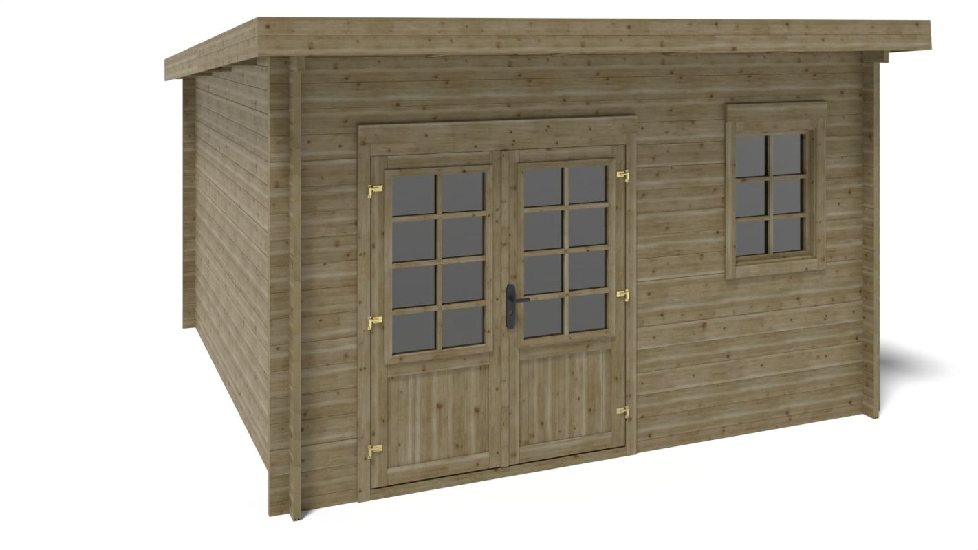 Casetta da giardino in legno - 12.00m2 - 4.00x3.00m - impregnata - 40mm - colore: verde - DOM717 - ALTANKA