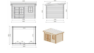 Casetta da giardino in legno - 12.00m2 - 4.00x3.00m - impregnata - 40mm - colore: verde - DOM717 - ALTANKA