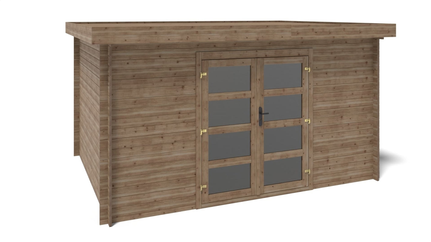 Casetta da giardino in legno - 12m2 - 4x3m - impregnata - 28mm - colore: marrone - DOM689 - ALTANKA