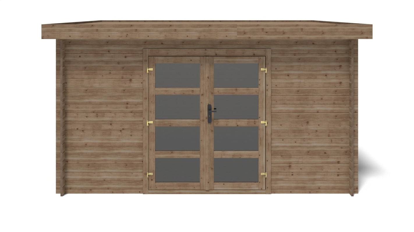 Casetta da giardino in legno - 12m2 - 4x3m - impregnata - 28mm - colore: marrone - DOM689 - ALTANKA