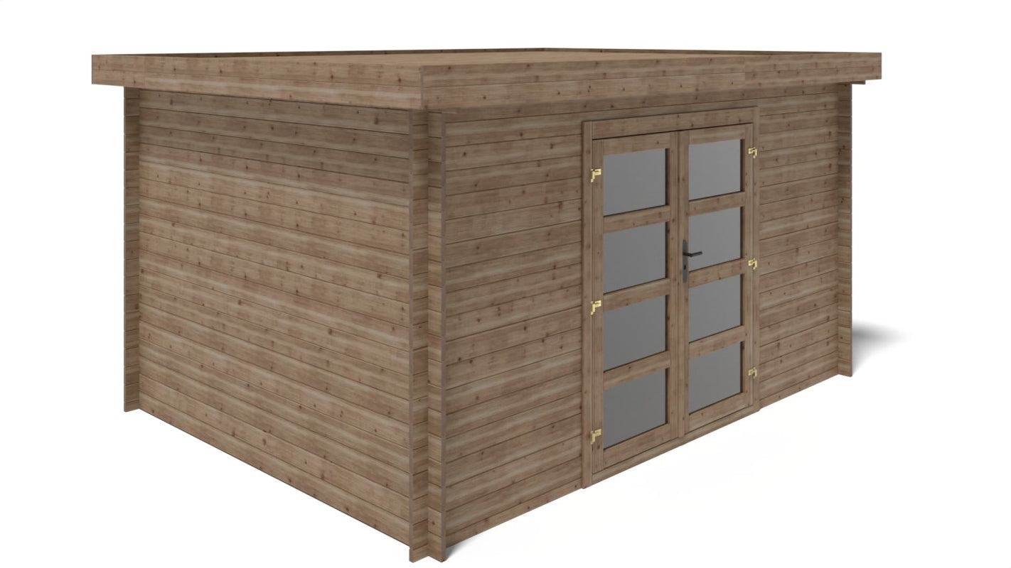 Casetta da giardino in legno - 12m2 - 4x3m - impregnata - 28mm - colore: marrone - DOM689 - ALTANKA
