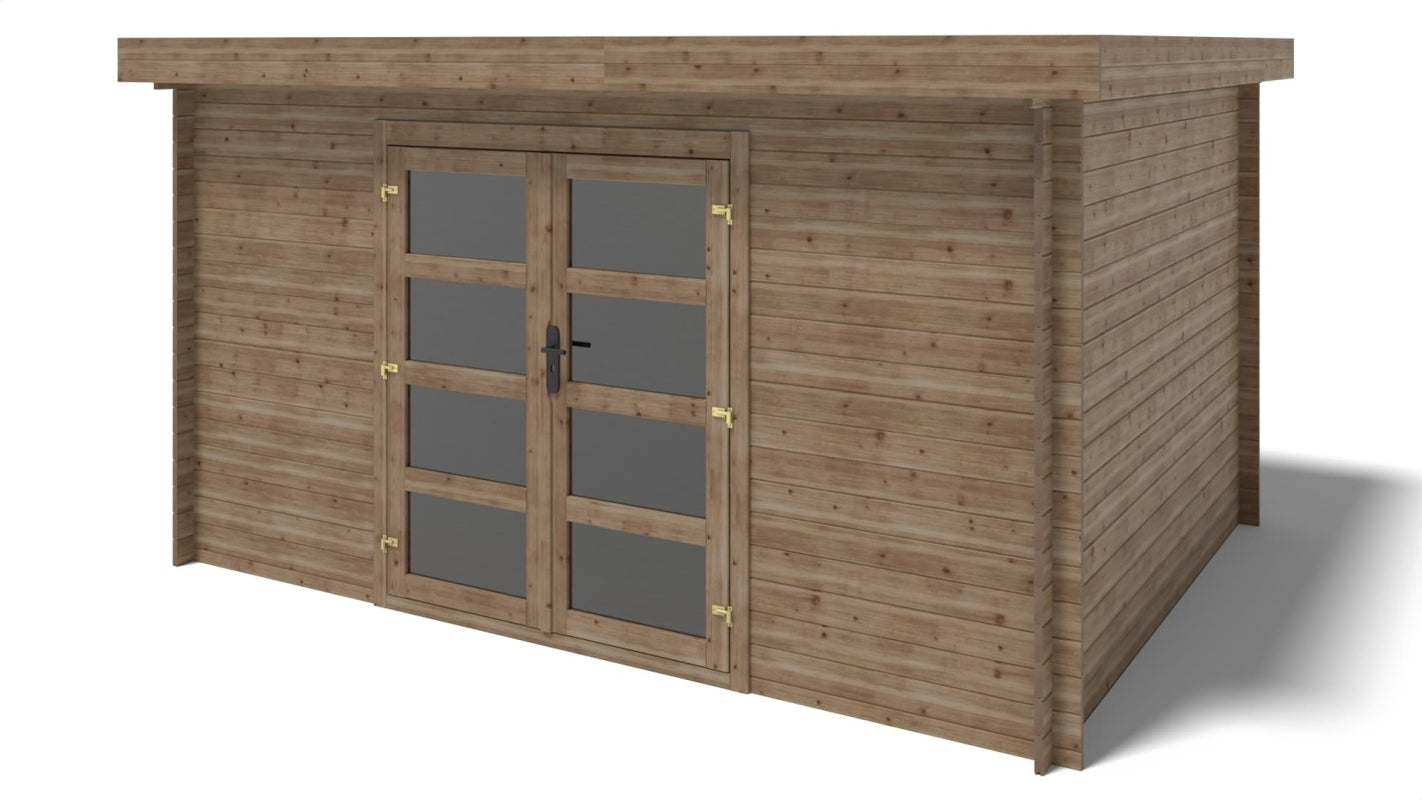 Casetta da giardino in legno - 12m2 - 4x3m - impregnata - 28mm - colore: marrone - DOM689 - ALTANKA