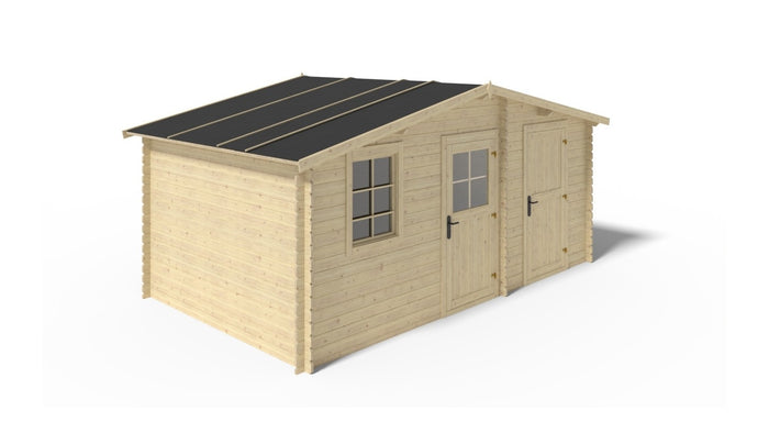 Casetta da giardino in legno - 15.00m2 - 5.00x3.00m - 28mm - colore: naturale - DOM578 - ALTANKA