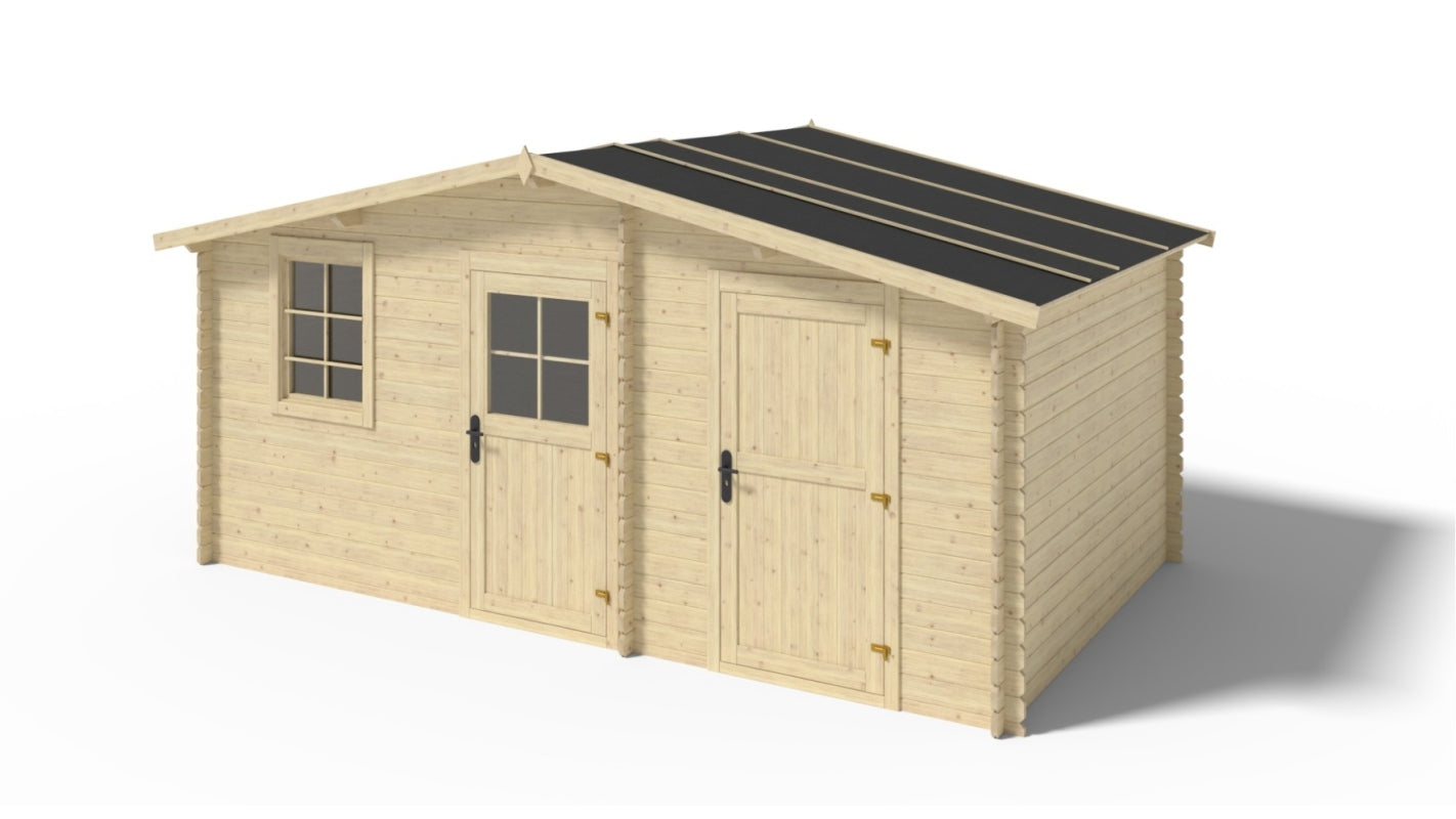 Casetta da giardino in legno - 15.00m2 - 5.00x3.00m - 28mm - colore: naturale - DOM578 - ALTANKA