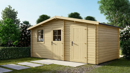 Casetta da giardino in legno - 15.00m2 - 5.00x3.00m - 28mm - colore: naturale - DOM578 - ALTANKA