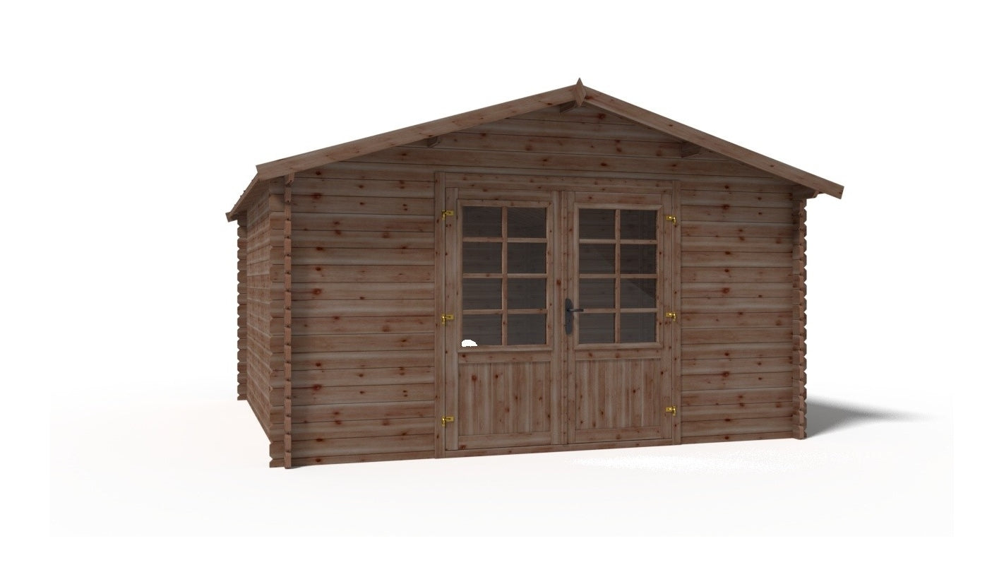 Casetta da giardino in legno - 15.20m2 - 3.90x3.90m - impregnata - 34mm - colore: marrone - DOM563 - ALTANKA