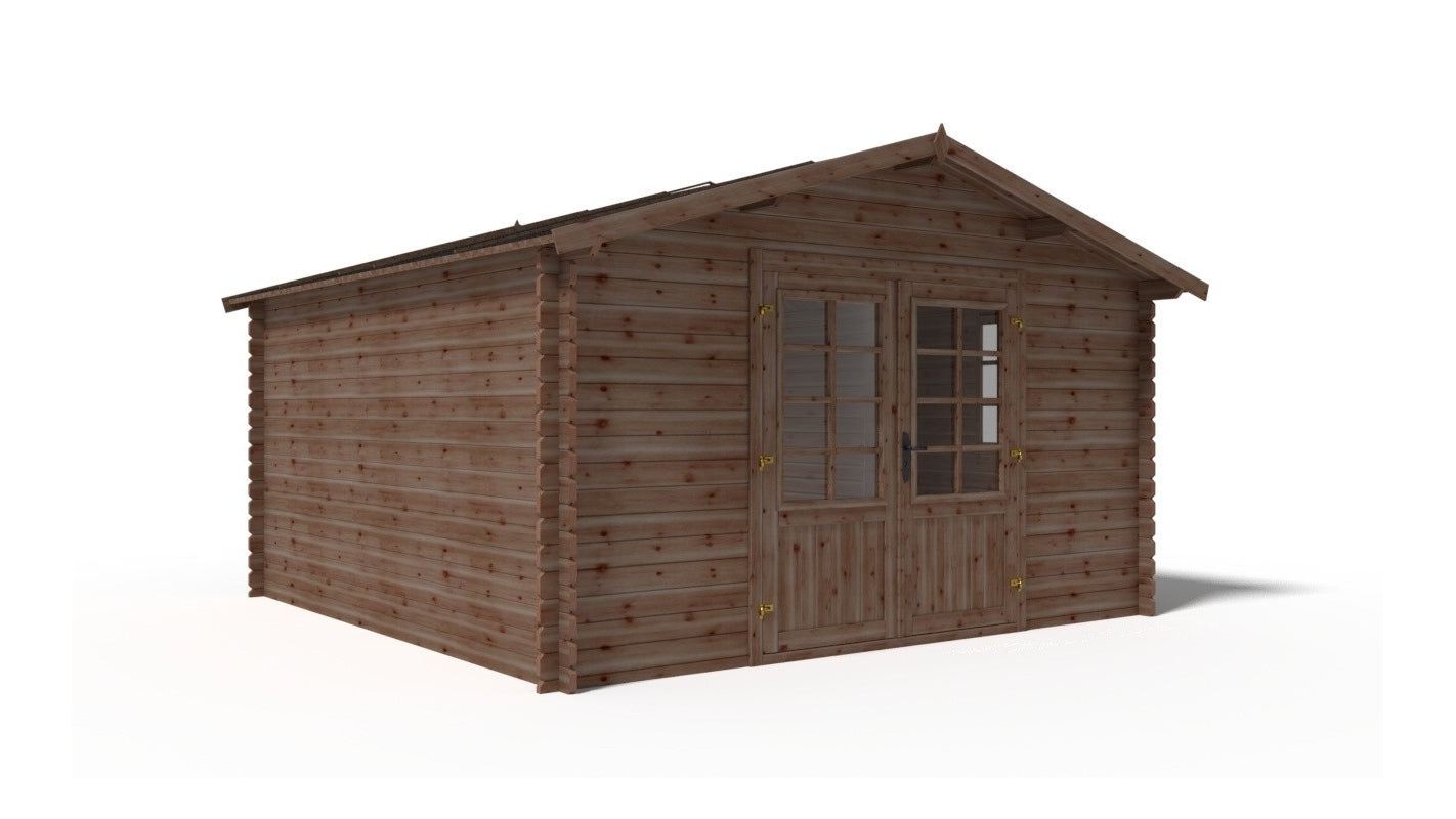 Casetta da giardino in legno - 15.20m2 - 3.90x3.90m - impregnata - 34mm - colore: marrone - DOM563 - ALTANKA