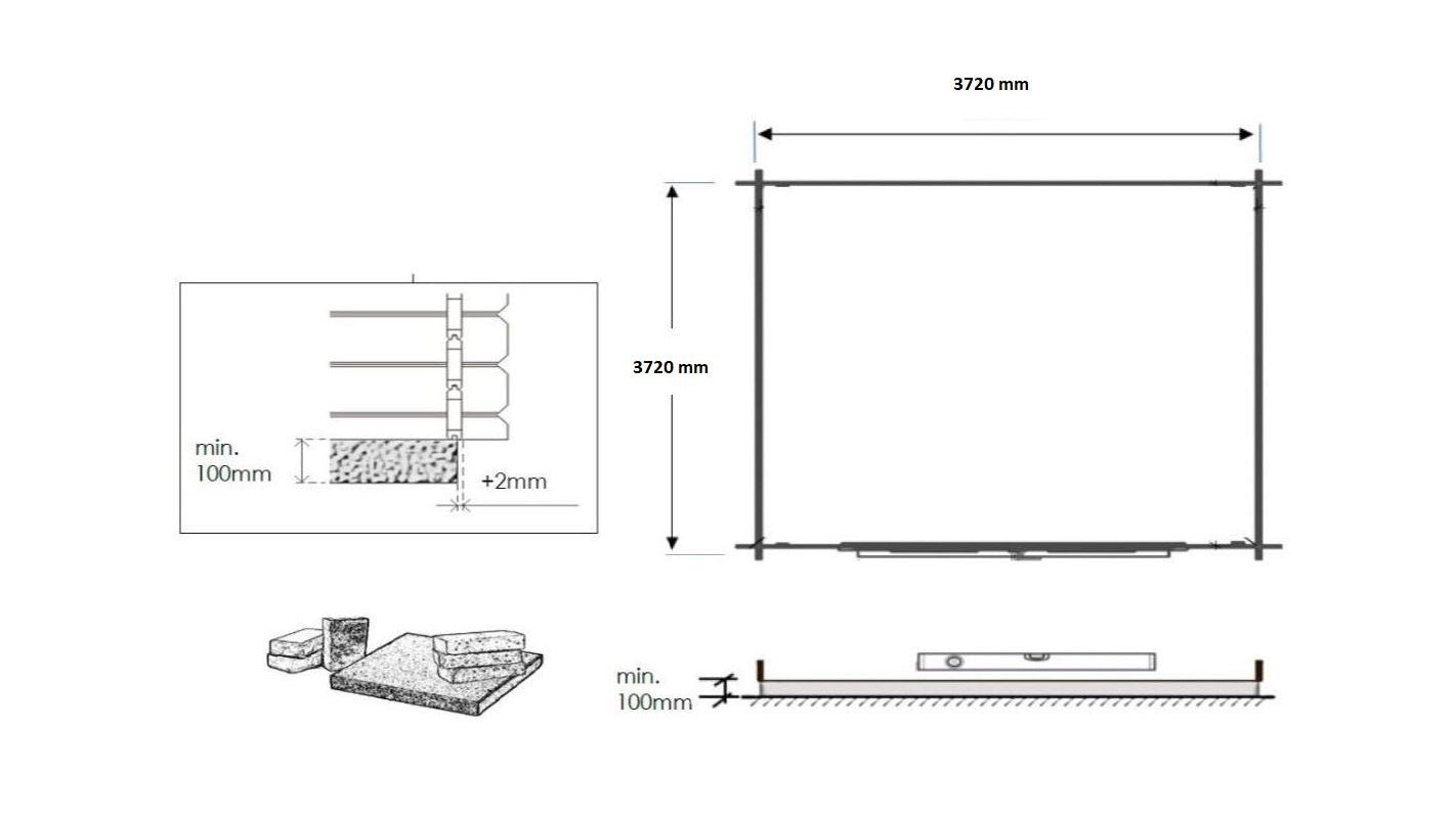 Casetta da giardino in legno - 15.20m2 - 3.90x3.90m - impregnata - 34mm - colore: marrone - DOM563 - ALTANKA