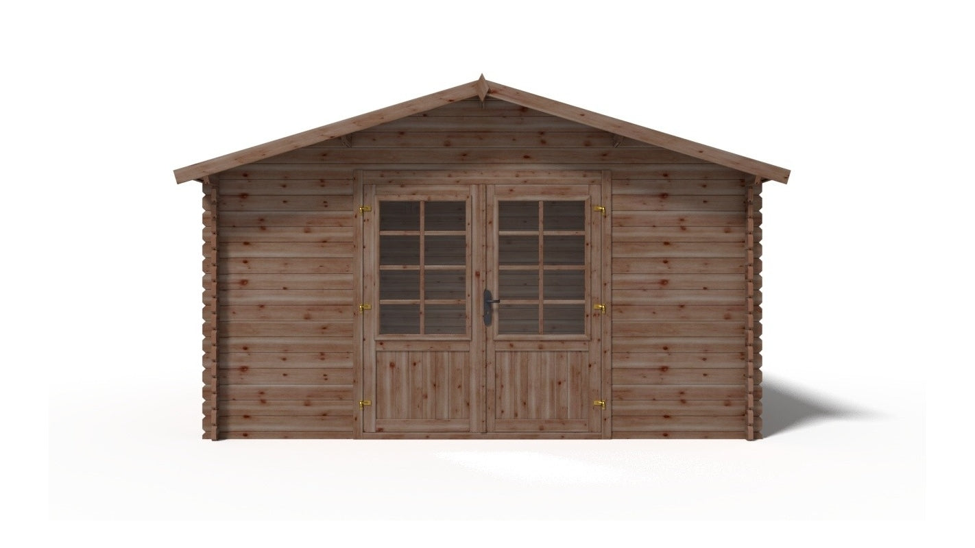 Casetta da giardino in legno - 15.20m2 - 3.90x3.90m - impregnata - 34mm - colore: marrone - DOM563 - ALTANKA