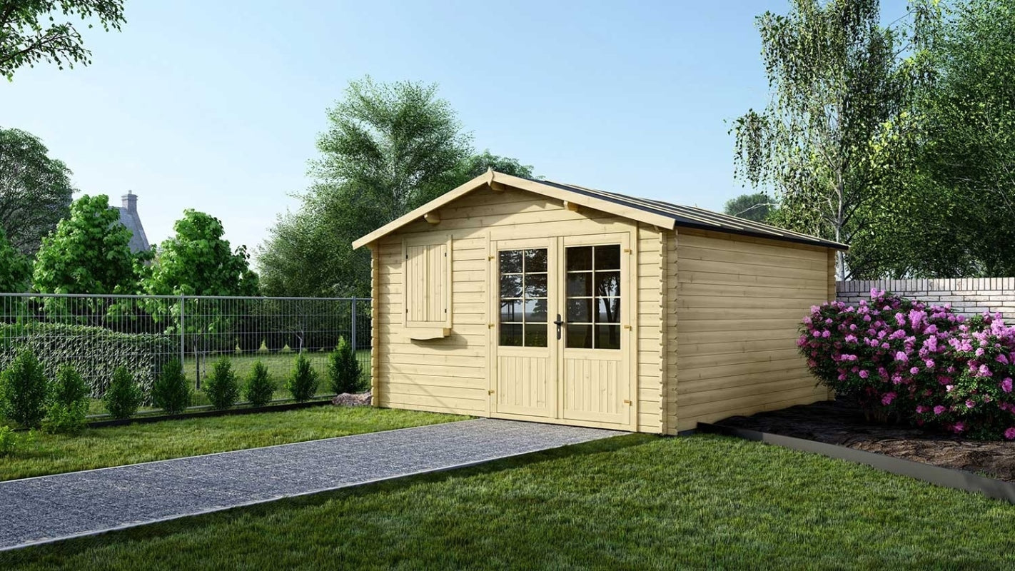Casetta da giardino in legno - 16.00m2 - 4.00x4.00m - 28mm - colore: naturale - DOM130 - ALTANKA