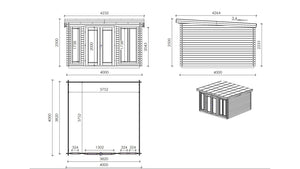 Casetta da giardino in legno - 16.00m2 - 4.00x4.00m - 34mm - colore: naturale - DOM653 - ALTANKA