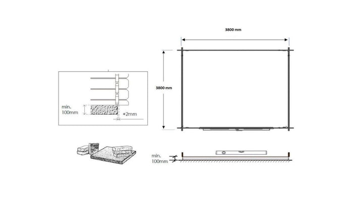 Casetta da giardino in legno - 16.00m2 - 4.00x4.00m - 40mm - colore: naturale - DOM371 - ALTANKA