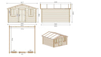 Casetta da giardino in legno - 16.00m2 - 4.00x4.00m - impregnata - 28mm - colore: marrone - DOM144 - ALTANKA