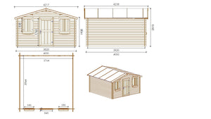 Casetta da giardino in legno - 16.00m2 - 4.00x4.00m - impregnata - 28mm - colore: marrone - DOM144 - ALTANKA